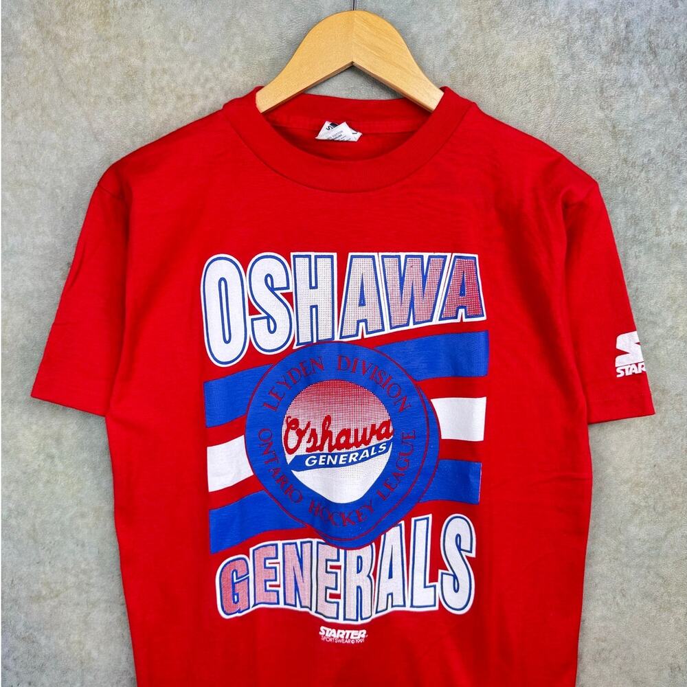 Vtg 90s Oshawa Generals Hockey T Shirt Sz M Red Minor League Canada View 2